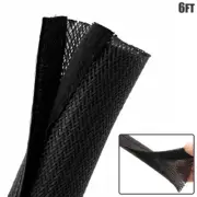 6FT 3.35" Braided Cable Cord Wire Management Sleeve Sock Wrap Organizer Black
