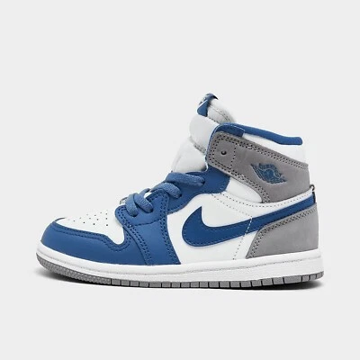 Kids' Toddler Air Jordan Retro 1 High OG True Blue/White/Cement Grey FD1413 410