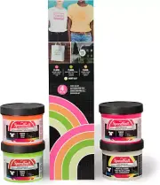 Fluorescent & Night Glo Fabric Screen Printing Ink Set, Set of 4, Glow in the Da