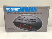 NEW ~ Sonnet R-1634 LED Alarm Clock Radio 2 USB Port-1.0A for Smart Phone