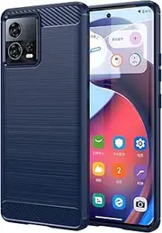 Flexible Carbon Cover for Motorola Edge 30 Fusion, TPU Soft Shell Back Case Bumper Protective Case for Motorola Edge 30 Fusion (6,55") - Blue
