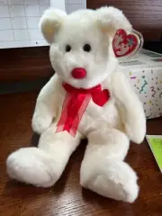 TY Beanie Baby Buddy - VALENTINO the White Bear (14”)- Plush Stuffed Animal Toy
