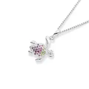 Silver Multi-colour Cz Turtle Pendant in Multi-colour