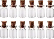 LEFV™ 1ml Small Bottles Transparent Mini Glass Jars with Cork Stoppers Top - Message Weddings Wish Jewelry Pendant Charms Kit Party Favors - Pack of 12