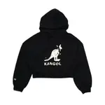 KANGOL 帽T 黑色 大LOGO 滿版 短版 長袖 休閒 女 6152105120