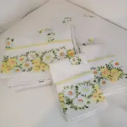 Vtg 70s Morgan Jones Maytime Daisy Flowers Full/Double Flat Sheet + 2 Pillowcase
