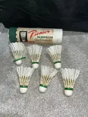 Vintage Pioneer Handmade Badminton Shuttlecocks Natural Feathers NIS 6pc (J)