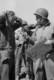 WW II Usa Photo -- German Soldiers Surrendering