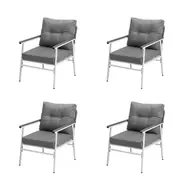 Livsip 4x Outdoor Chairs Setting Garden Patio Armchair Lounge Sofa White