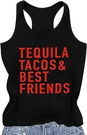 [KIDDAD] Womens Tequila Tacos and Best Friends Tank Tops Cinco de Mayo Sleeveless Tops Tequila Shirt Vacation Tank Top…