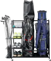 Mythinglogic Golf Storage Garage Organizer with Bag Stand & Equipment Rack - Large Size