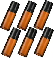 6PCS Roll on Bottles, 50ml Brown Glass Roller Bottles for Oils, Refillable Empty Roller Ball Applicator for Essential Oil Fragrance Cosmetics Ball Applicator