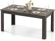 Giantex 160 CM Dining Table, Rectangular Dining Table with Sturdy L-Shaped Legs, Modern Kitchen & Dining Room Table, Seats up to 8, Grey Finish