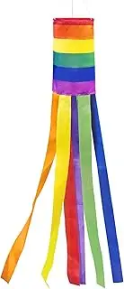 Anley 40 Inch Rainbow Column Windsock Flag - Fly in Breeze Outdoor Hanging - Colorful Gay Pride LGBT+ Parade Garden Decorative Flag with Rainbow Long Tails (3.3 Ft)