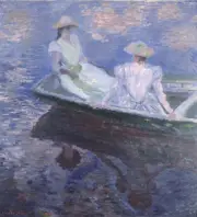 Claude Monet - On the Boat Giclee Fine Art Print Reproduction on Canvas 36"