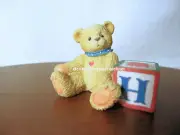 Cherished Teddies Bear With ABC H Alpha Letter Block 1995 NIB