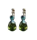 Mariana Earrings Elegant Pear Shaped Olivine & Aquamarine Austrian Crystals W...