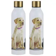 2PK Ashdene Puppy Love Labrador Drink Bottle 24.5cm Travel Water Container White