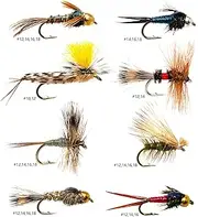 Outdoor Planet 36Pieces Essential Nymphs Flies/Wet Flies/Dry Flies/Streamer/Hopper Trout Fly Assortment for Fly Fishing Flies + Waterproof Fly Fishing Box