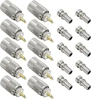 RFAdapter PL 259 Connectors, 10 Pack PL-259 UHF Male Solder Connector Plug with Reducer, Teflon Material 50ohm for RG59, RG8, RG8x, LMR-400, RG-213 Coaxial Cable Compatiable with Ham Radio Antenna