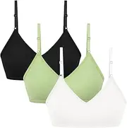 [FreeNFond] Training Bra for Girls 10-12 Teen Bras for Girls Ages 12-14 with Removable Padding and Adjustable Straps,3 Pack