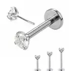 6PCS CZ Surgical Steel Labret Monroe Lips Ear Tragus Bar Cartilage Studs Pulg In