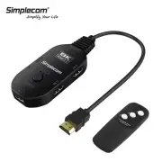 Simplecom 3 Port HDMI 2.1 8K 60Hz Switch 3 IN 1 OUT Splitter HDCP 2.3 + Remote