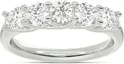 [La Joya] 1/4-3/4 CT TW Certified Lab Grown Diamond 5 Stone Band Rings for Women | Sparkling 10k Solid Gold Anniversary Bands, Stackable Bands, and Diamond Wedding Rings for Women