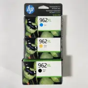 Genuine HP 962XL Ink Cartridges 3 Pack - Black Cyan Yellow EXP 2024
