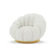 Beare Boucle Swivel Accent Chair w/ Gold Base