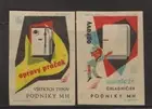 MATCHBOX LABELS CZECHOSLOVAKIA-Washing machines and fridge repairs set of 2-**