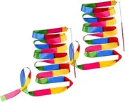 BRIGHTFUFU 2pcs Gymnastics Dance Ribbons for Boys and Girls Streamers Lightweight Handles for Training Chinese Dance and Circus Skills Portable and Flexible for Artistic Movement