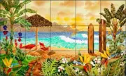 Tropical Tile Backsplash Altman Surf Beach Seascape Ceramic Mural RWA025