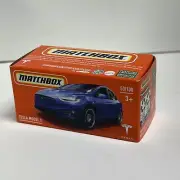Matchbox Power Grabs Tesla Model X Car Blue 58/100 Mattel 1:64 Scale Diecast