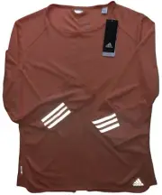 New ADIDAS L ORANGE SHIRT CLIMACOOL BP7440 LS REFLECT LOGO STRIPE NWT PRIORITY