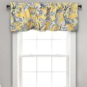 Lush Decor Dolores Valance Bird Floral Print Single Curtain, 18" x 52", Yellow