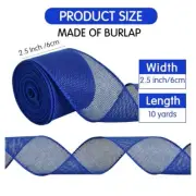 TONIFUL Burlap Wired Ribbon, 2.5 Inch Faux Burlap Ribbons, Royal royal blue