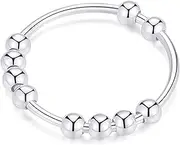 VQYSKO Anti Anxiety Rings for Women, Anxiety Relief Rings Gold Fidget Ring Fidget Spinner Anxiety Ring for Girls Men, Size 5-12 (Silver, 11)
