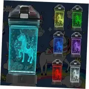 Unicorn Water Bottle for Kids, LED Light upD Illusion Night Lamp -14 OZ - 3