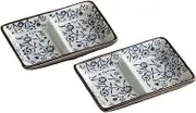 Cuencos Salsa SOJA 2pcs Double Compartment Dessert Plate Ceramic Chinese Seasoning Dish Commercial Barbecue Dipping Dish Sauce Dish
