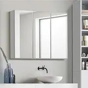 Welba Bathroom Cabinet with Mirror Adjustable Shelves Cupboard Shower Mirror Cabinet Wall Mount Storage Cabinet 90 x 72cm