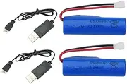 Fytoo 2PCS 3.7V 650mah Lithium Battery with USB Charging Cable for SYMA Q9 H126 H131 H118 RH701 Remote Control Boat High Speed Boat Toy Electric Boat Water Boat Model Ship Lithium Battery