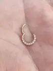 18G Nose Septum Clicker Daith Rook Jewelry Hoop With Natural Diamonds 14k Gold
