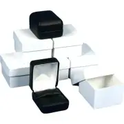 Ring Boxes Black Faux Leather Jewelry Case Display