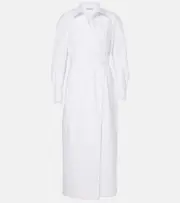 [Max Mara] Max Mara Cotton-blend twill wrap dress UK 10 white