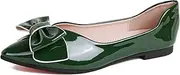 [WAMBHC] Flats Shoes Women Leather Comfortable Pointed Toe Dress Shoes for Women Bow Memory Foam Insole Slip on Work Flats for Women
