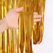 Matte Finish Foil Fringe Curtain - Gold