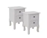 Bedside Table Nightstand Set of 2 - White
