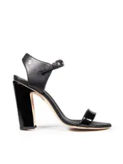 Black Ankle Strap Patent Sandals