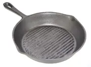 Trenton Cast Iron Ribbed Skillet Frying Pan W/ Handle 20cm - Grill Pan Griddle